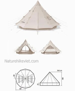 Lều kim tự tháp Glamping 2 - 4 người Naturehike NH20ZP005