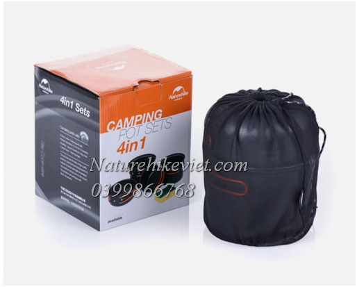 Bộ nồi dã ngoại, du lịch 4 chiếc naturehike NH15T401-G-1